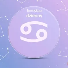 Dzisiejszy horoskop dla Raka. Symbol Raka i konstelacje na tle gradientu.