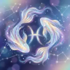 Dwa świetliste ryby tworzą symbol zodiaku. Jutro dla Ryb zapowiada szczęście i pomyślność.