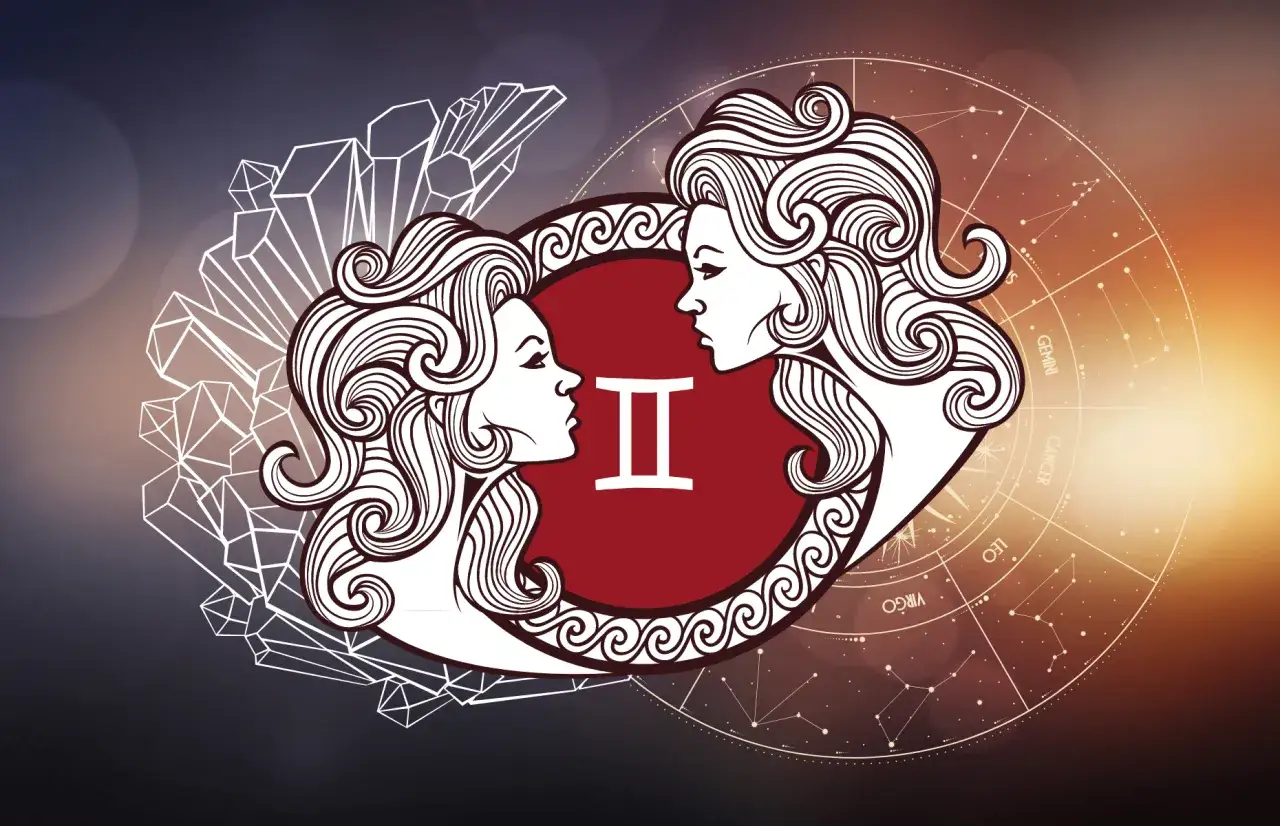 Dwie twarze patrzące na siebie, symbol bliźniąt, znak zodiaku 21 czerwca.